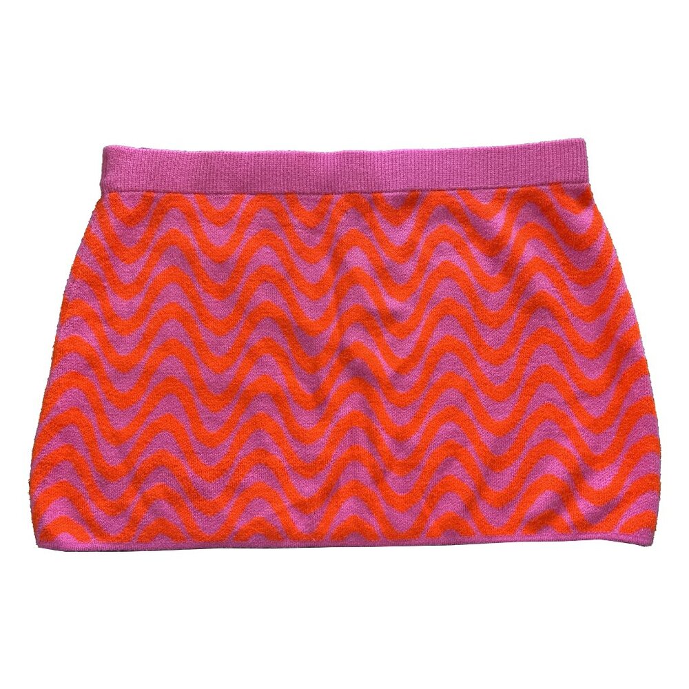Op Art Pink & Orange Knit Mini Skirt